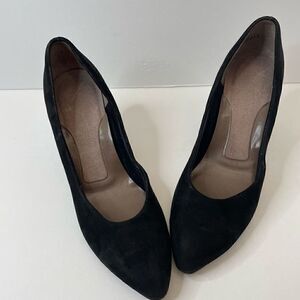 Black| Suede| Leather| Heel| Size 8